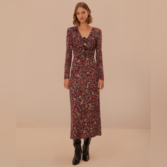 FARM Rio Dresses & Skirts - FARM Rio Burgundy Floral Maxi Dress